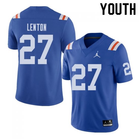 Youth Florida Gators #27 Quincy Lenton NCAA Jordan Brand Royal Throwback Alternate Authentic Stitched College Football Jersey KKD8162PN